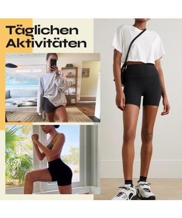 Gayhay High Waist Cycling Shorts for Women - Pockets Stretchy Yoga & Sports Pants | A-Black SM Summer Outfit - Buy Online on SooperMarket.com