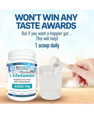 L-Glutamine Powder Corn-Free Non-GMO 100-Day Supply Vegan L Glutamine For Gut Health & Post Workout (500 mg) - Buy Online on SooperMarket.com