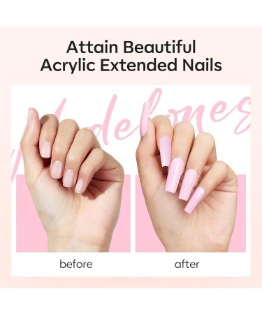 Modelones Acrylic Nail Kit - Clear White & Pink Powder Set with Rhinestone Glue & Brush | Perfect Starter Kit for Acrylic Nail Extensions - Buy Online on SooperMarket.com