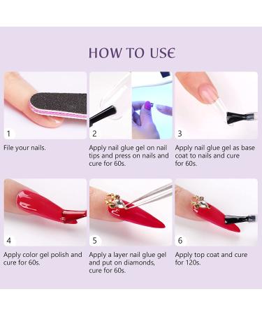 Saviland 15ML 4-in-1 Nail Glue Set for Fake Nails & Poly Gel - Super Strong Gel Base Strengthen, Slip Solution, Nail Repair Treatment - 2pcs - Buy Online on SooperMarket.com