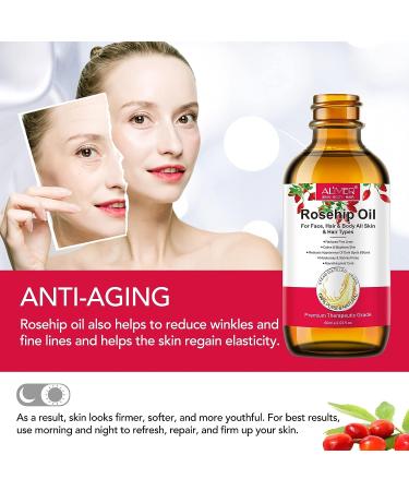 Organic Rosehip Oil (2.02 fl.oz) - 100% Pure Natural Cold Pressed for Face, Skin, & Hair Care - Anti Aging Moisturizer - Buy Online on SooperMarket.com