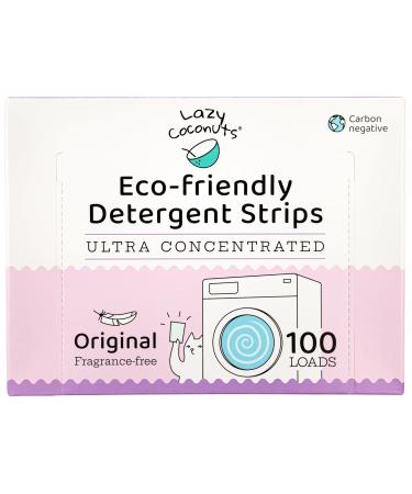 Eco Friendly Plant Powered Laundry Detergent Strips - 100 Loads - Fragrance Free Unscented Ultra Concentrated Earth Friendly No Plastic - Light Perfect For Home Travel Camping