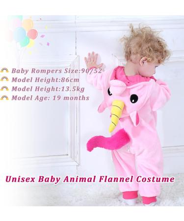 Doladola Baby Unicorn Romper | Flannel Animal Hooded Jumpsuit for Toddler | 18-24 Months | Pink - Buy Online on SooperMarket.com