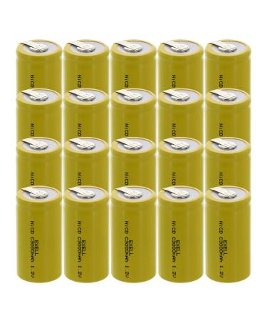 20x Exell C Size 1.2V 3000mAh NiCD Rechargeable Batteries with Tabs for Water Meters Date Meters High power static applications (Telecoms UPS and Smart grid) Musical Instruments