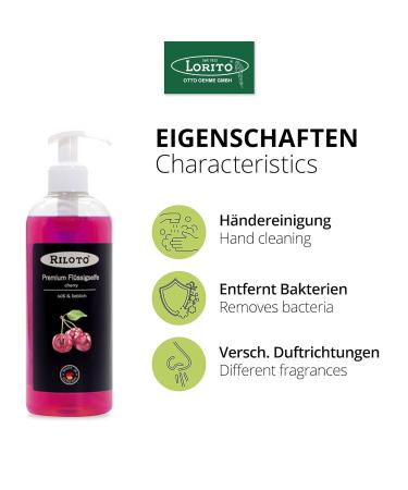 Lorito Premium Liquid Soap Cherry | Vegan Cream Soap 6x500ml | Gentle for Sensitive Skin & Allergy | International Shipping - Buy Online on SooperMarket.com