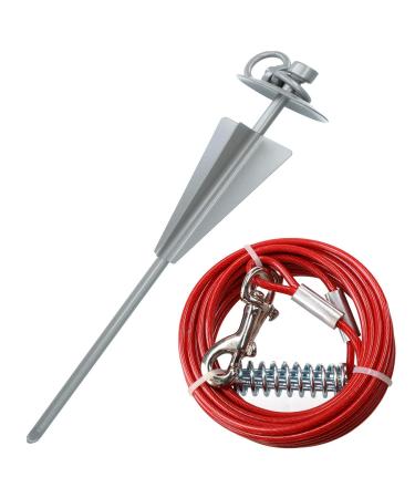 AB Tools Extra Strong Dog Stake Out Spike & 10ft Weather Resistant Tie-Out Cable 10FT/ 3M