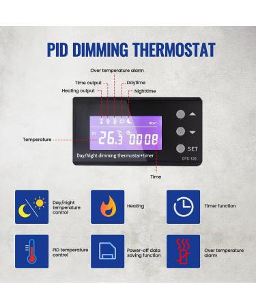 Bonlux PID Reptile Thermostat Plug Socket - Digital Dimmer Temperature Controller with Timer for Home Brew, Greenhouse, Reptile Vivarium - Heater Heat Mat Tube Heater - Buy Online on SooperMarket.com