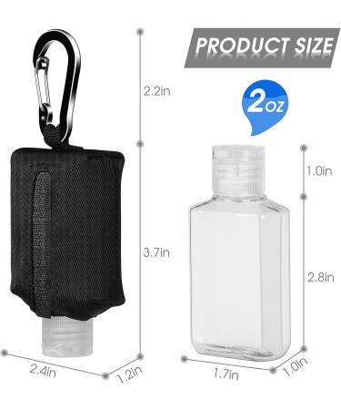 Jollsung Travel Size Hand Sanitizer Bottle Case Holder - 60ML/2 oz Flip Cap Reusable Bottles with Carabiner - Black - Buy Online on SooperMarket.com