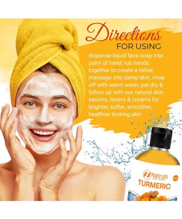 Natrulo Turmeric Face Wash 4oz - Natural Anti Aging Exfoliating Cleanser for Clear Skin & Acne Scars - Turmeric Soap Skin Detox - Buy Online on SooperMarket.com
