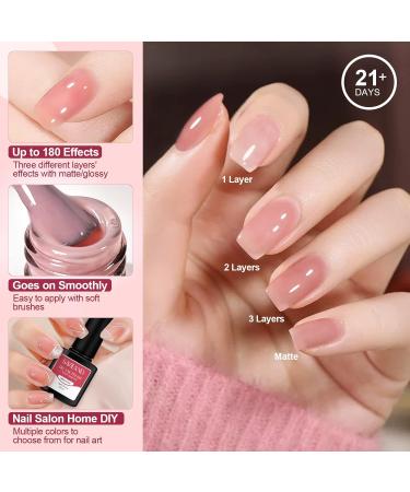 SAVILAND Jelly Gel Nail Polish Set - 30 Translucent Colors | Sheer Matte & Glossy Effects | Perfect for Nail Salons & DIY | Ideal Christmas & Holiday Gift - Buy Online on SooperMarket.com