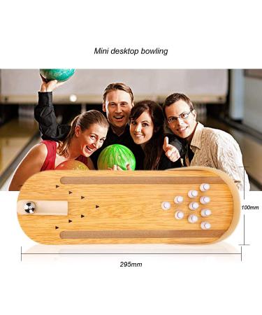 Mini Bowling Game Set - Tabletop Wooden Bowling Toy with 10 Pins and Metal Ball - Fun Home Bowling Alley for Adults & Kids - Buy Online on SooperMarket.com