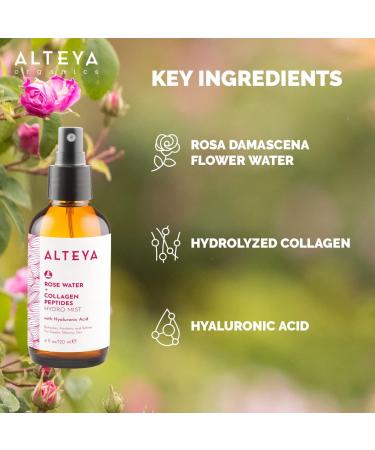 Alteya Organics Rose Water Face Toner with Collagen Peptides and Hyaluronic Acid - 4 fl oz | 120mL - Buy Online on SooperMarket.com