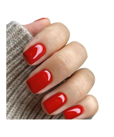 Tainrunse Square Fake Nails Natural-Looking Seamless Cuticle Lines Gentle on Nail Beds Fake Nail Lady Supplypress on Nails Women Gift DIY Nail Art Supplies Red