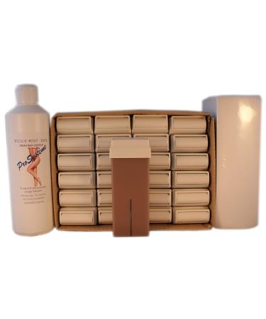 Epilwax S.A.S-Set with 24 wax rolls for hair removal disposable wax chocolate with rollers large model for legs armpits body 250 stripes and 1 bottle of oil after hair removal