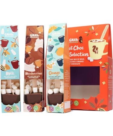 Gnaw Mixed Hot Chocolate Shot Trio - A Trio of Tempting Mochaccino Zesty Orange and Velvety Milk Chocolate Delights Sustainable Chocolate The Perfect Choc Gift - Buy Online on SooperMarket.com