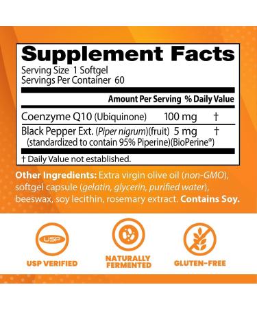 Dr Best's High Absorption CoQ10 with BioPerine Gluten Free Naturally Fermented Heart Health & Energy Production 100 mg 60 SoFtgels - Buy Online on SooperMarket.com