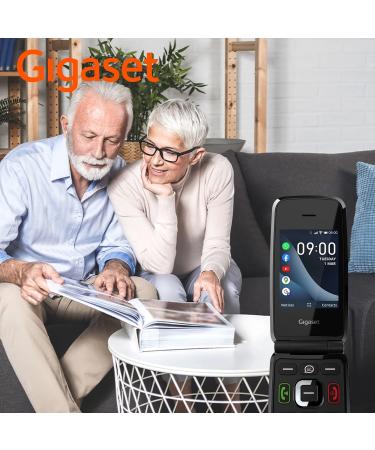 Gigaset GL7: Internet-Ready Mobile Phone with SOS Function, Large Buttons, WLAN, Bluetooth Hearing Aid Compatible, WhatsApp Button, Foldable Design - Black - Buy Online on SooperMarket.com