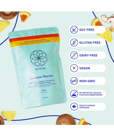 100% Vegan Immune Booster Supplement NIYAMA Immune Warrior | With Clinically Studied Beta Glucans Zinc Buffered Vitamin C | Strengthening Immune System Booster Powder | Orange Pineapple Flavour (30 Servings) - Buy Online on SooperMarket.com