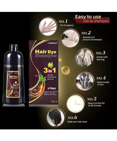 Brown Hair Dye Shampoo - 3-In-1 Instant Coloring & Gray Hair Coverage - 500mL - Herbal Formula for Men and Women - Buy Online on SooperMarket.com