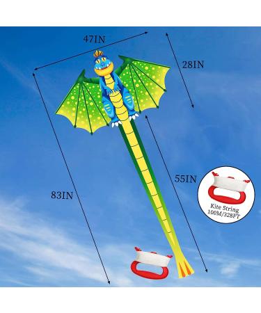 Dinosaur Kite for Kids Ages 3-12 | Easy-to-Fly Beach Kite with Handle and 328FT String - Buy Online on SooperMarket.com