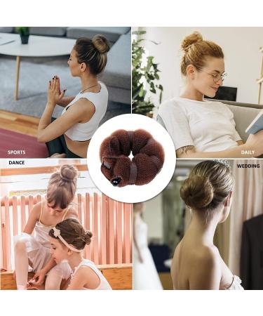 2 Pcs Bun Makers for Hair Brown Sponge Donut Ring Styler Bun Makers Easy Bun Makers Tool with Snaps and Hair band DIY Bun Styling 2 Sizes with 20 Pcs U-Clips. - Buy Online on SooperMarket.com