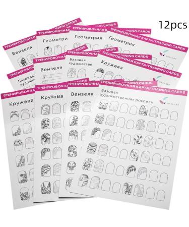 Nail Art Practice Book Beginner Manicure Training Drawing Cards Easy to Clean 12 Sheets - Buy Online on SooperMarket.com