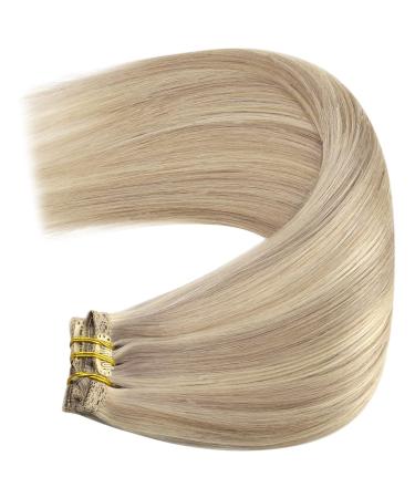 Youngsee Clip-In Hair Extensions - 35cm Real Hair 120g - Ashblond & Platinum Highlights - 7 Pieces - Buy Online on SooperMarket.com