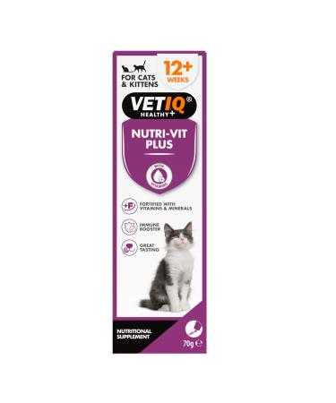 VETIQ Nutri-Vit Plus for Cats (70g) Cat Supplement with Vitamins & Minerals For Cats Recovering from Illness Energy & Nutrition Cat Vitamin Paste Essential Cat Vitamins and Supplements