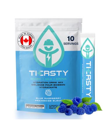 Thersty Electrolyte Powder ZERO Sugar Electrolyte Packets Designed for Rapid Hydration. All Natural Ingredients and Trusted by the World s most Demanding Industries 10 Servings - Blue Raspberry