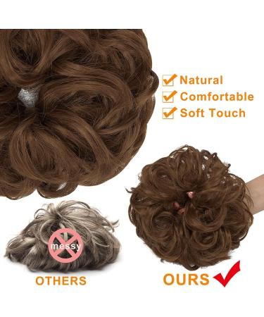Light Auburn Messy Bun Hair Piece Scrunchies - 2 PCS Curly Wavy Updo Chignon Ponytail Extensions for Women & Girls - Buy Online on SooperMarket.com