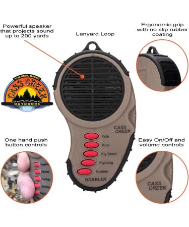 Cass Creek Spring Gobbler Handheld Electronic Game Call - 5 Turkey Calls | Authentic Recordings | 200 Yard Sound Projection - Buy Online on SooperMarket.com