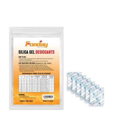 1 Gram 100 packs Fonday Food Grade Silica Gel Pack Desiccant - Moisture Absorber Desiccant Packet Dehumidifi Pack 1 Gram 100 Packets 100