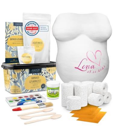 Amari Plaster cast baby belly set - Plaster cast set baby belly - Gift for expectant mother - Plaster baby belly - Baby belly plaster cast