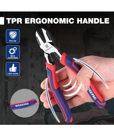 WORKPRO Diagonal Cutting Pliers with Wire Stripper 200mm Heavy Duty Cr-V Wire Cutters Multi-Function High Leverage Side Cutters Industrial Pliers - Buy Online on SooperMarket.com