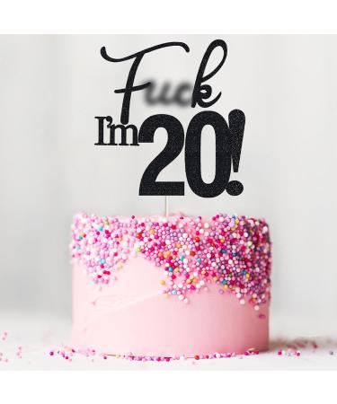 VIKY 20th Birthday Cake Topper | Glittery Tortendeko for Young Girls | Black 20th Birthday Party Decoration - Buy Online on SooperMarket.com