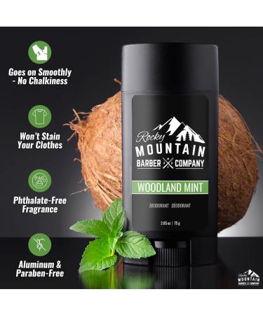 Natural Deodorant for Men - Aluminum Free - Made with Simple Plant-Based Ingredients & Peppermint Essential Oil - Made in USA - Woodland Mint Scent - 2 .65 oz - Buy Online on SooperMarket.com