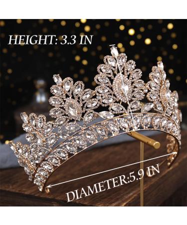 Baroque Gold Crystal Pearl Wedding Crown Tiara for Women and Girls - Elegant Rhinestone Hair Accessories - Buy Online on SooperMarket.com