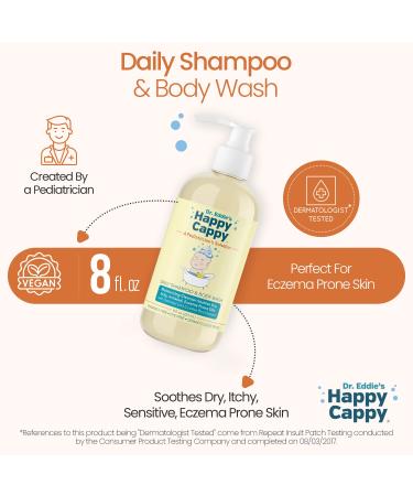 Happy Cappy Daily Shampoo & Body Wash for Children - Soothes Dry, Itchy, Sensitive Skin | Dermatologist Tested | Fragrance & Dye Free - 8 oz - Buy Online on SooperMarket.com