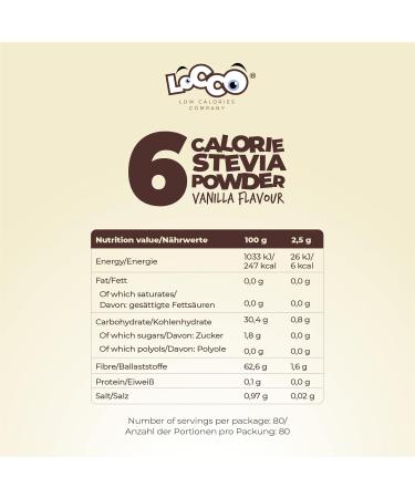 Locco Vanilla Flavour Powder 200g | Sugar-Free, 6 Calories, 0g Fat | Vegan Keto with Stevia | Dietary Supplement - Buy Online on SooperMarket.com