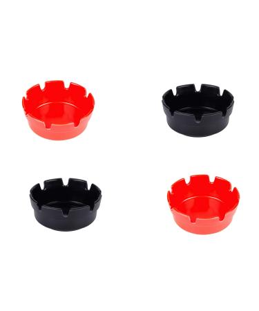 4" Ashtrays Assorted - Pack of 4ct (2 Black and 2 Red) Red and Black Pack of 4ct