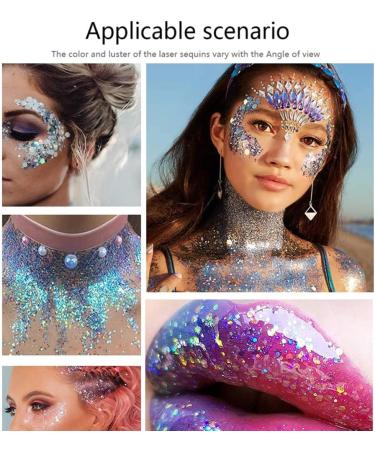 SWETIYOU 50ml Holographic Chunky Body Glitter Gel - Long Lasting Festival Cosmetic Sequins in Blue - Buy Online on SooperMarket.com