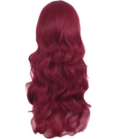 MapofBeauty 28 Inch Red Long Curly Synthetic Wig with Side Bangs for Women - Buy Online on SooperMarket.com