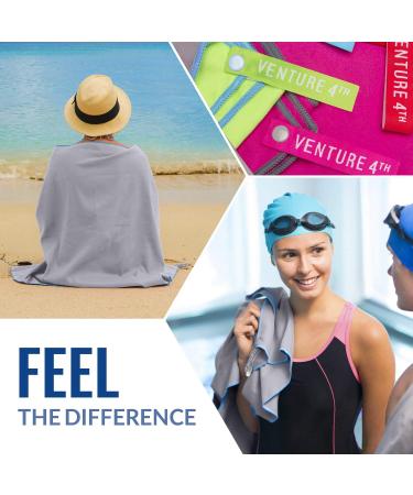 VENTURE 4TH Quick Dry Travel Towel | Fast Drying Microfiber | Essential for Camping, Yoga, Gym | 3 Compact Sizes | Gray Blue | Large 31.5 x 60 - Buy Online on SooperMarket.com