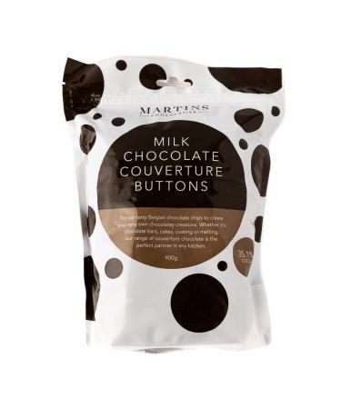 Martins Chocolatier Milk Chocolate Buttons | Belgian Chocolate Chips | Chocolate Callets | Suitable for Chocolate Fountain Moulding Baking & Cooking (900 g) Chocolate 900 g (Pack of 1)