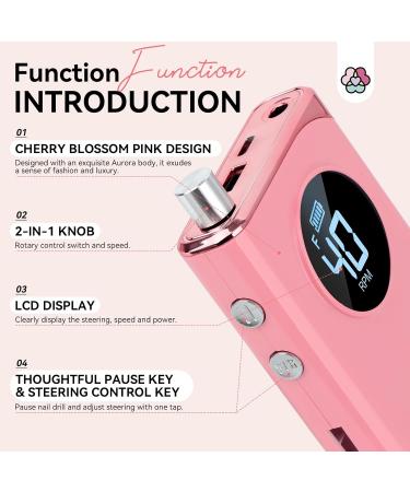 SAVILAND Electric Nail Drill - 40000RPM Professional Pink Nail Filer with 13 Bits for Acrylic Gel & Dip Nails | Home Salon Tool - Buy Online on SooperMarket.com