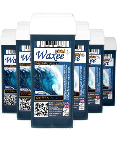 6 x 100ml roll on wax cartridge roller wax refill COLOPHONY FREE Waxee (Roll on wax for Men)
