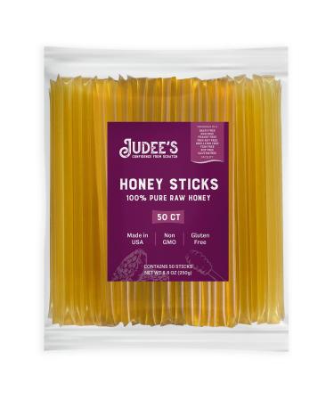 Judee's Honey Sticks - 50 Count - 100% Pure Raw Honey - Just One Ingredient - A Heathy Snack and Great for Travel - Non-GMO, Gluten-Free, and Kosher Certified