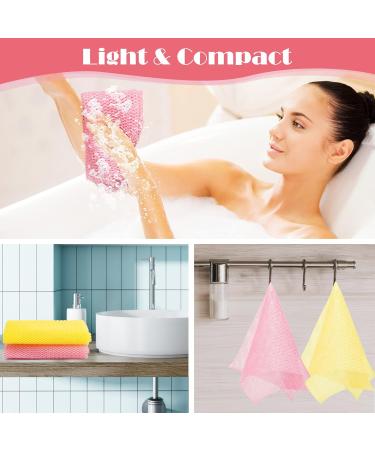 Windspeed 2Pcs African Body Exfoliating Net | Long Deep Cleaning Bath Sponge | Skin Smoother for Women Men | Shower Stocking Stuffer (80x30cm) | Yellow Pink - Buy Online on SooperMarket.com