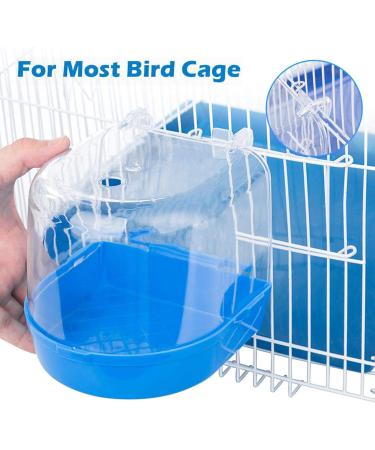 OOTDTY Bird Bath Box - Bird Cage Accessory for Small Birds - Blue Parakeet Bathing Tub with Water Injector - Buy Online on SooperMarket.com