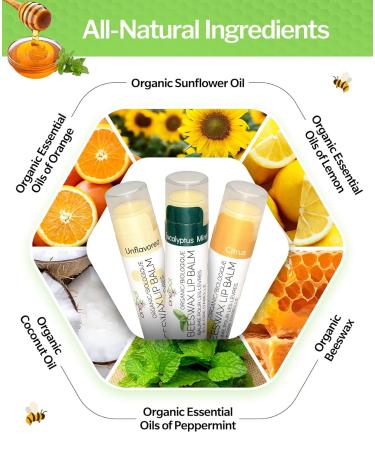 OneRoot Organic Beeswax Lip Balm | Citrus Moisturizer for Dry Lips | Coconut Oil Vitamin E & Rosemary Extract (0.15oz - Buy Online on SooperMarket.com